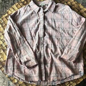 Lucky Brand Casual Pink Plaid Shirt